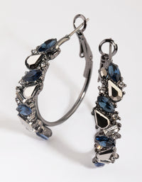 Gunmetal Diamante Cluster Hoop Earrings - link has visual effect only