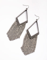 Gunmetal Diamante Kite Drop Earrings - link has visual effect only