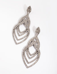 Gunmetal Layered Diamante Drop Earrings - link has visual effect only