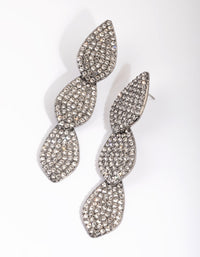 Gunmetal Diamante Teardrop Earrings - link has visual effect only