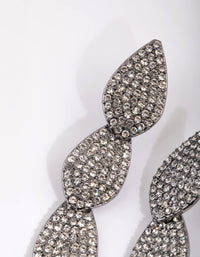 Gunmetal Diamante Teardrop Earrings - link has visual effect only