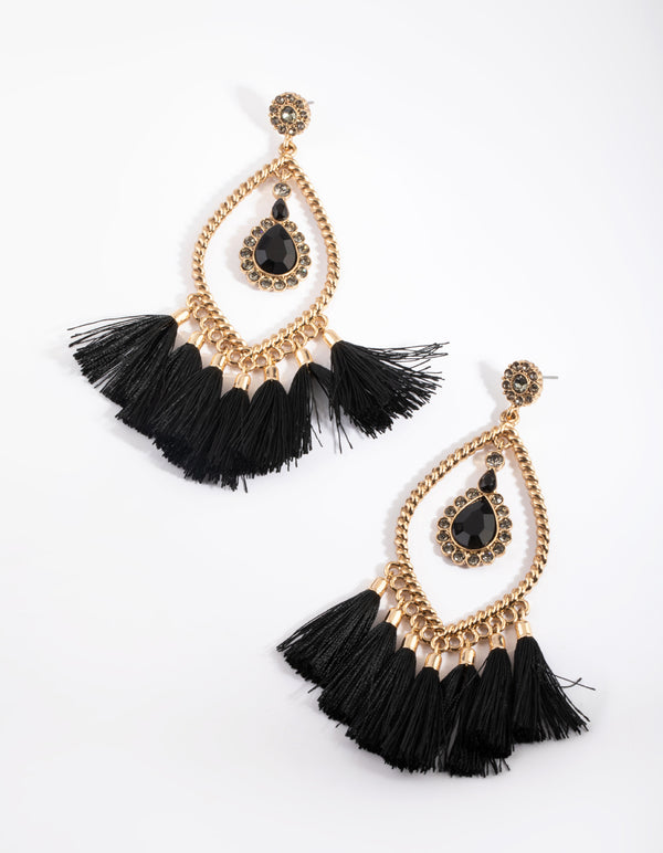 Antique Gold Tassel Drop Earrings