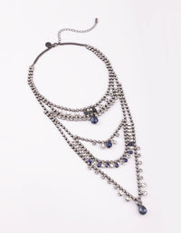 Gunmetal Diamante Layered Necklace - link has visual effect only