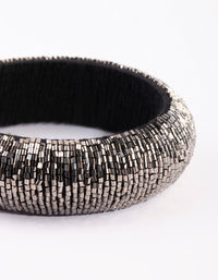 Gunmetal Beaded Bangle Bracelet - link has visual effect only