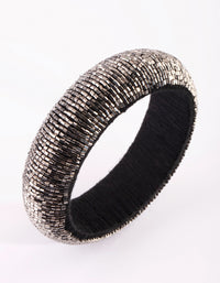 Gunmetal Beaded Bangle Bracelet - link has visual effect only