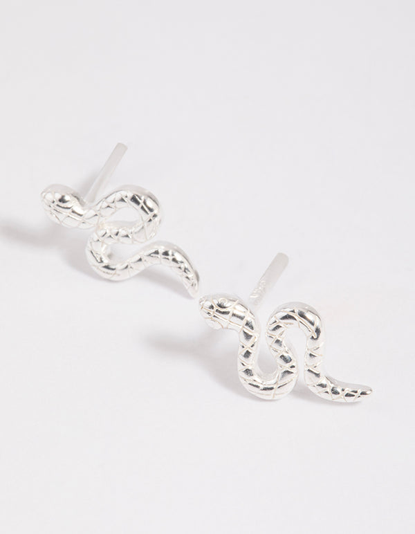 Sterling Silver Snake Stud Earrings