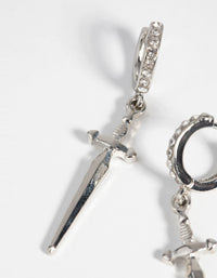 Silver Dagger Huggie Hoop Earrings - link has visual effect only