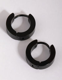 Matte Black Wide Huggie Hoop Earrings - link has visual effect only