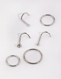 Surgical Steel Diamante Nose Stud 6-Pack - link has visual effect only