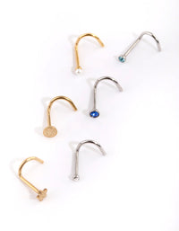 Mixed Surgical Steel Sapphire Nose Stud 6-Pack - link has visual effect only