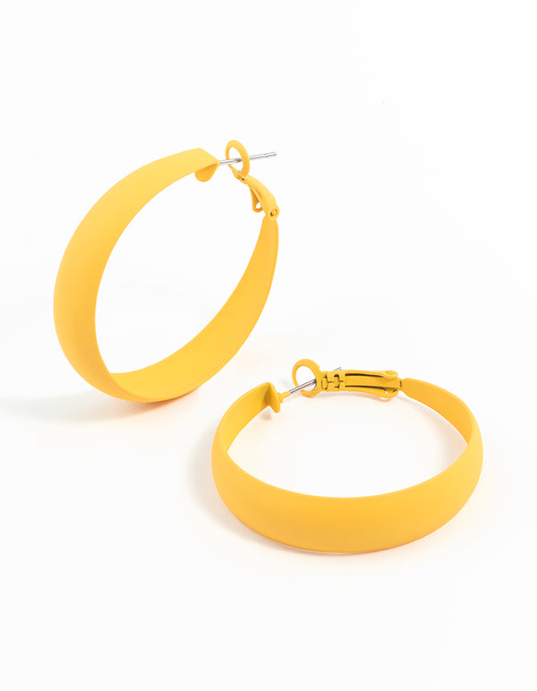 Matte Yellow Hoop Earrings