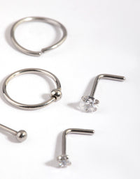 Surgical Steel Diamante Mixed Nose Ring 6-Pack - link has visual effect only