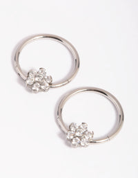 Surgical Steel Flower Hoop Earrings - link has visual effect only