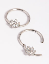 Surgical Steel Flower Hoop Earrings - link has visual effect only