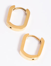 Gold Plated Surgical Steel Oval Huggie Hoop Earrings - link has visual effect only