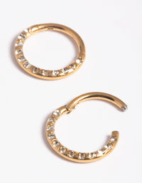 Gold Plated Surgical Steel Pave Hoop Earrings - link has visual effect only