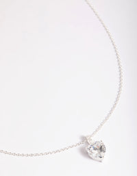 Sterling Silver Cubic Zirconia Heart Necklace - link has visual effect only