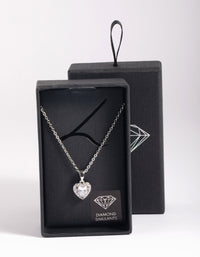 Silver Diamante Heart Necklace - link has visual effect only