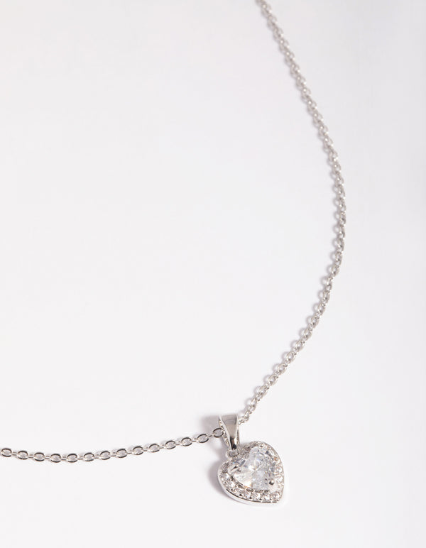 Silver Diamante Heart Necklace