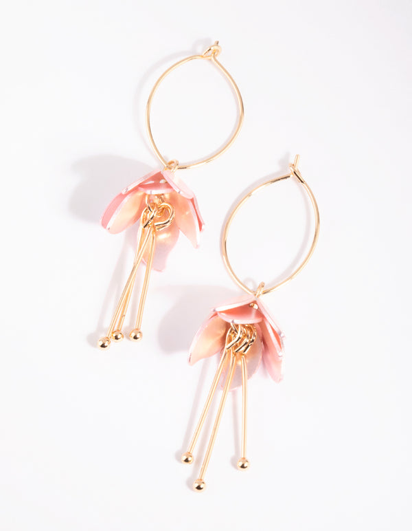 Pink Flower Drop Earrings