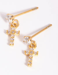 Gold Plated Surgical Steel Cross Stud Earrings - link has visual effect only