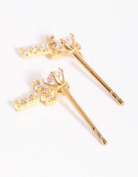 Gold Plated Surgical Steel Cross Stud Earrings - link has visual effect only