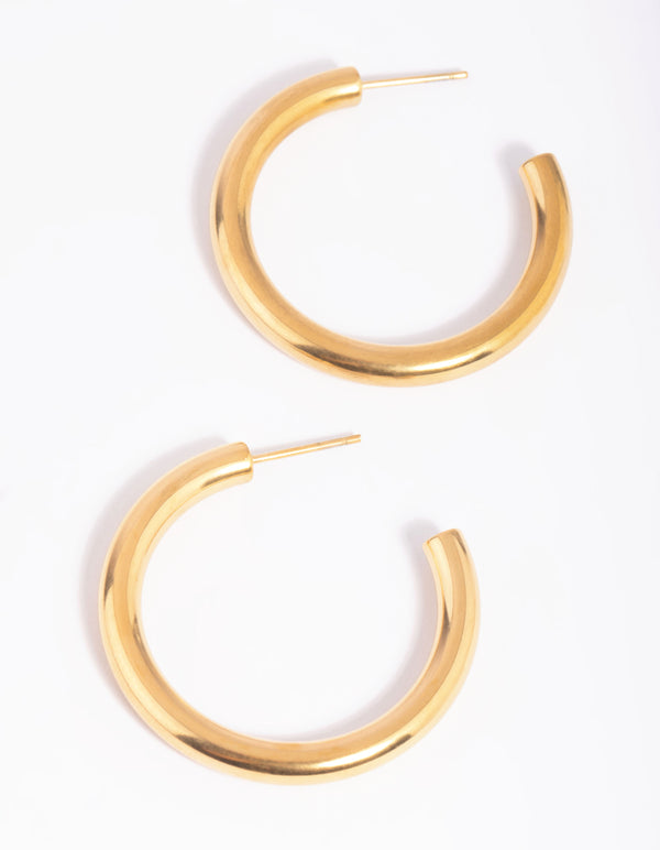 Waterproof Gold Plated Stainless Steel Hoop Earrings