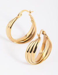 Waterproof Gold Plated Stainless Steel Hoop Earrings - link has visual effect only