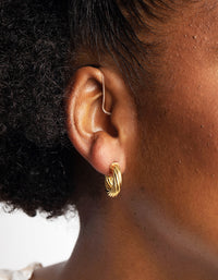 Gold Plated Stainless Steel Hoop Earrings - link has visual effect only