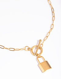 Gold Plated Stainless Steel Padlock Fob Necklace - link has visual effect only