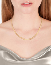 Waterproof Gold Plated Stainless Steel Herringbone Necklace - link has visual effect only