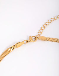 Waterproof Gold Plated Stainless Steel Herringbone Necklace - link has visual effect only