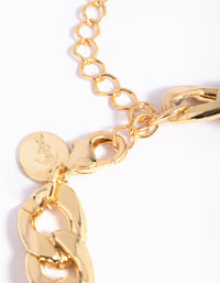 Gold Plated Curb Chain Bracelet - link has visual effect only