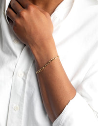 Waterproof Gold Plated Stainless Steel Figaro Bracelet - link has visual effect only