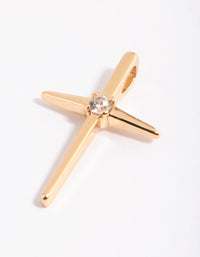 Gold Plated Cross Charm with Cubic Zirconia - link has visual effect only