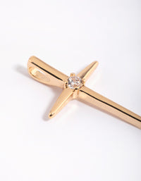 Gold Plated Cross Charm with Cubic Zirconia - link has visual effect only