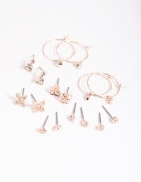 Rose Gold Dainty Garden Stud Earring 8-Pack - link has visual effect only