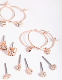 Rose Gold Dainty Garden Stud Earring 8-Pack - link has visual effect only