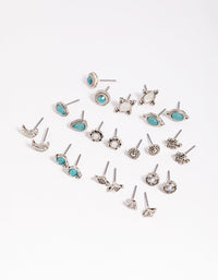 Antique Silver Moon Stud Earring 12-Pack - link has visual effect only