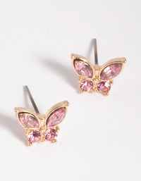 Pink Diamante Butterfly Stud Earrings - link has visual effect only