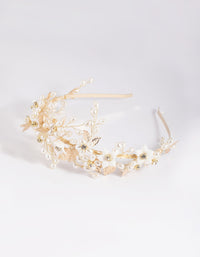 Gold Flower & Leaf Headband - link has visual effect only