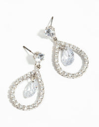 Silver Cubic Zirconia Pear Earrings - link has visual effect only