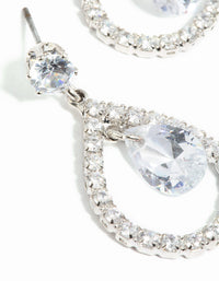 Silver Cubic Zirconia Pear Earrings - link has visual effect only