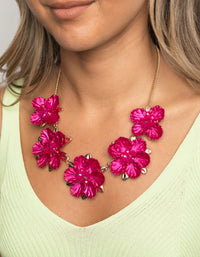 Fuchsia Pearlised Flower Necklace - link has visual effect only