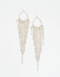 Silver Diamante Fringe Drop Earrings - link has visual effect only