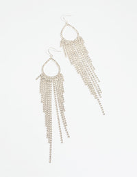 Silver Diamante Fringe Drop Earrings - link has visual effect only