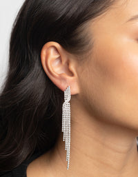 Rhodium Cubic Zirconia Twisted Drop Earrings - link has visual effect only