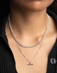 Silver Toggle Layered Necklace - link has visual effect only