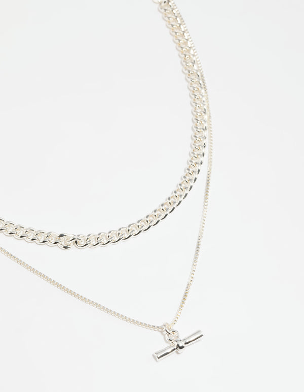 Silver Toggle Layered Necklace