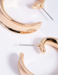 Worn Gold Curved Hoop Earrings - link has visual effect only